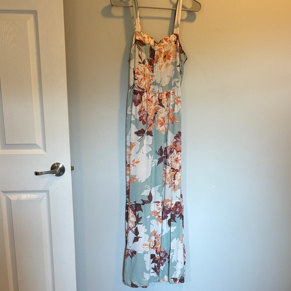 Floral Maxi Dress in Blue and White